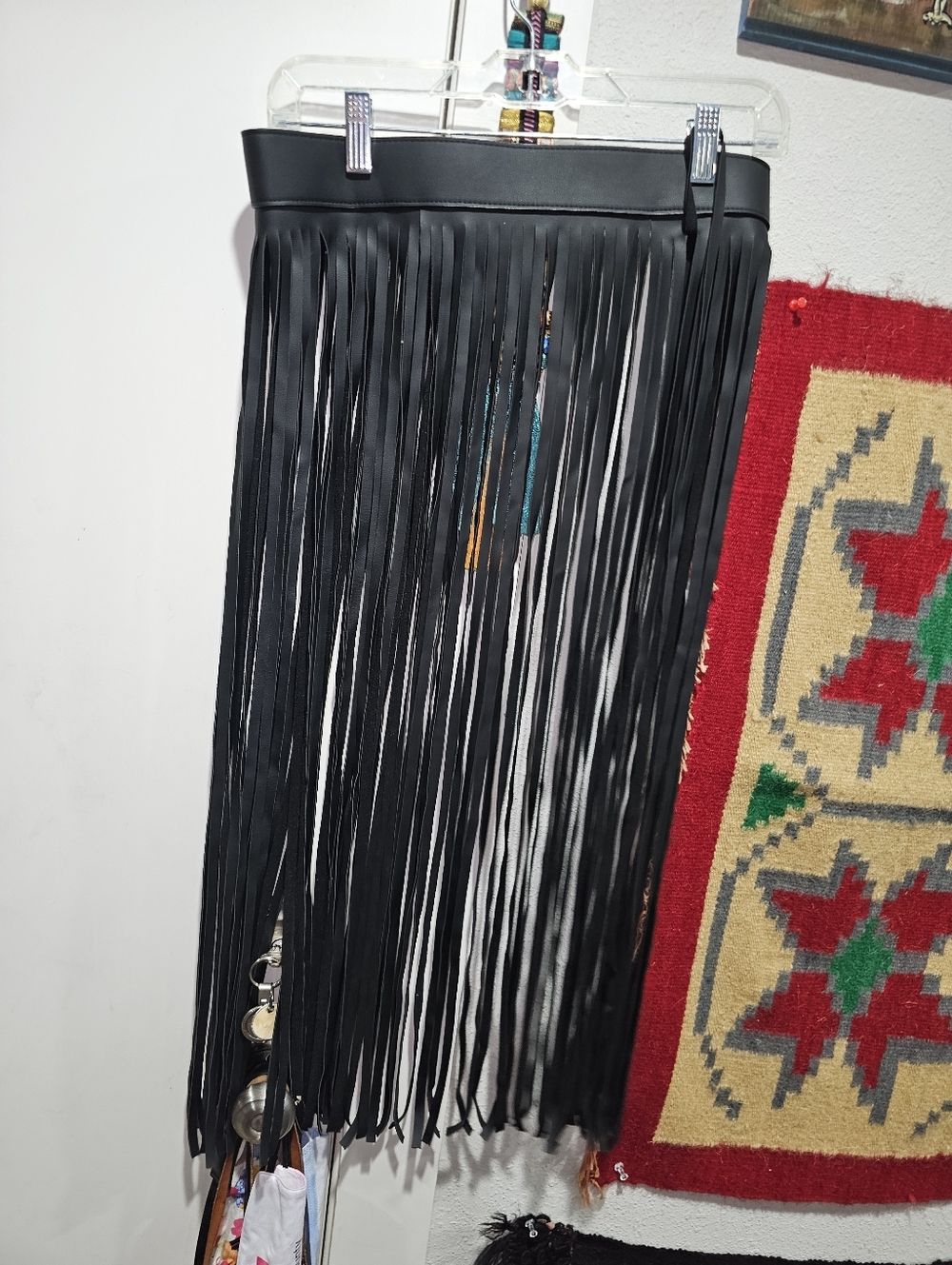 Vegan Leather Fringe Belt S